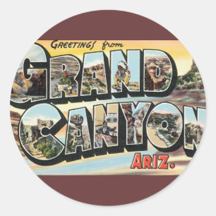 Sticker Rond Cartes de voyage vintage salutations du Grand Cany