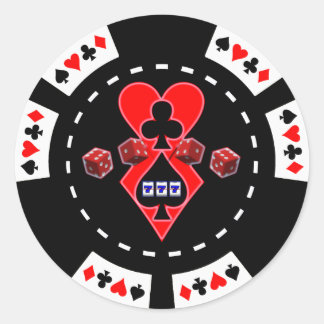 STICKER ROND CARTES SLOTS ET PILOTE DE POKER