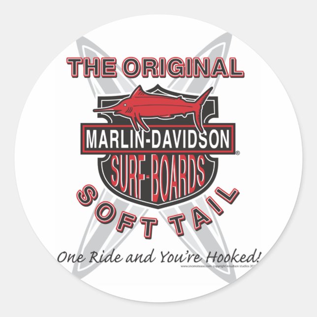 Sticker Rond Cartes Surfs Marlin Davidsons (Devant)