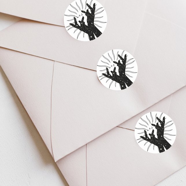 Sticker Rond Cartes Tarot | Baby Shower | Mariage | Moderne B+N (Créateur téléchargé)