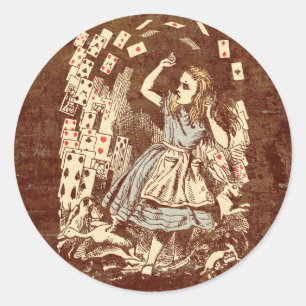 Sticker Rond Cartes vintages Alice