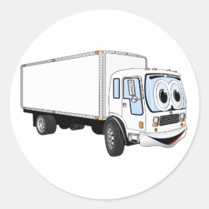 Sticker Rond Cartographie de camion à grande livraison blanche