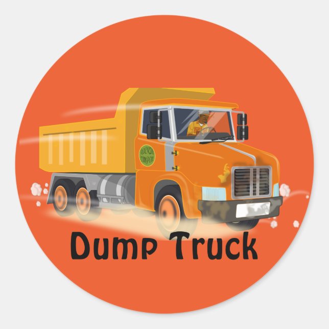 Sticker Rond Cartographie de camion à vidange jaune pour enfant (Devant)