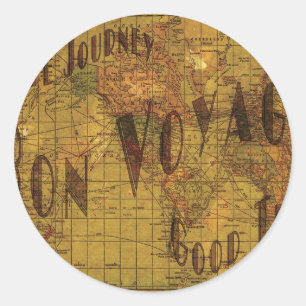 Sticker Rond Cartographie de mes voyages