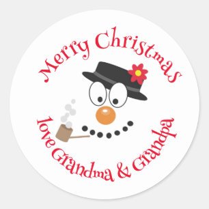Sticker Rond Cartographie de Noël Snowman Fun
