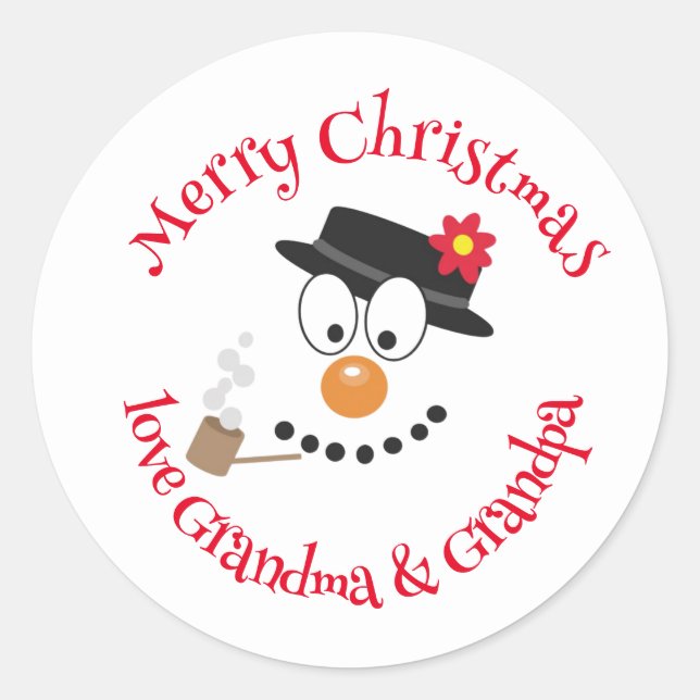 Sticker Rond Cartographie de Noël Snowman Fun (Devant)