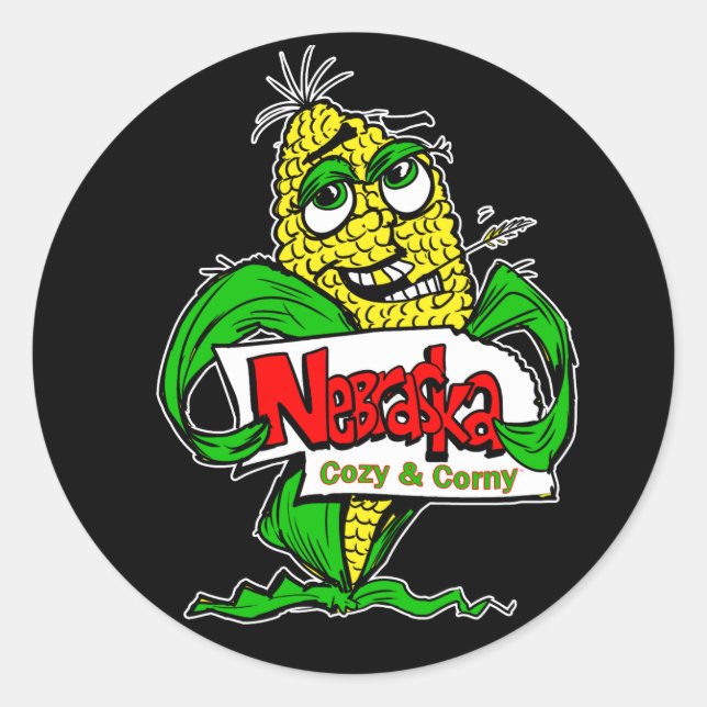 Sticker Rond Cartographie du Nebraska Cob de maïs (Devant)