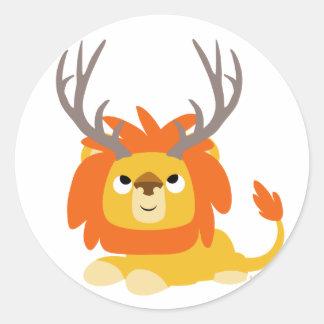 Sticker Rond Carton Antlered Lion collant rond