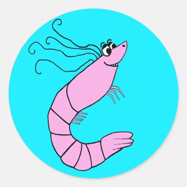 Sticker Rond Carton aux crevettes mignonnes (Devant)