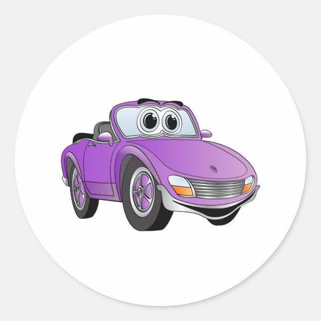 Sticker Rond Carton convertible voiture sport violet (Devant)