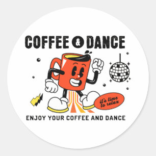 Sticker Rond Carton de café Rétro -1