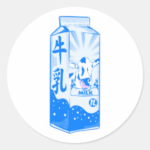 Sticker Rond Carton de lait Kanji japonais