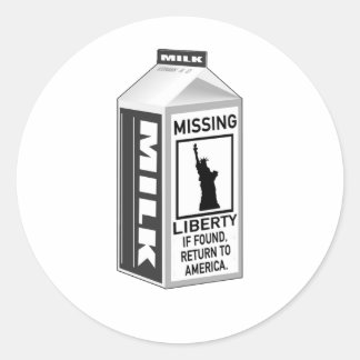 Sticker Rond Carton de lait Liberty absent