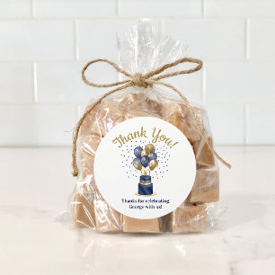 Sticker Rond Carton de remerciement pour gâteau avec ballons bl
