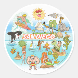 Sticker Rond Carton de San Diego