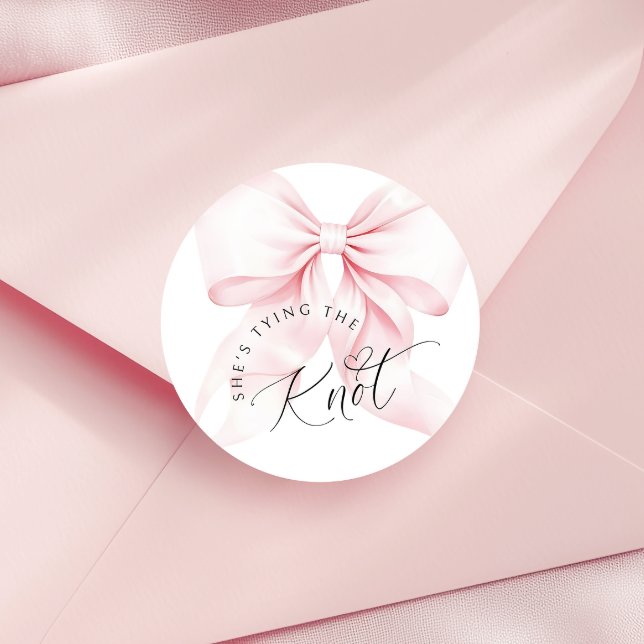 Sticker Rond Carton d'invitation de douche de mariée Chic Tying (Créateur téléchargé)