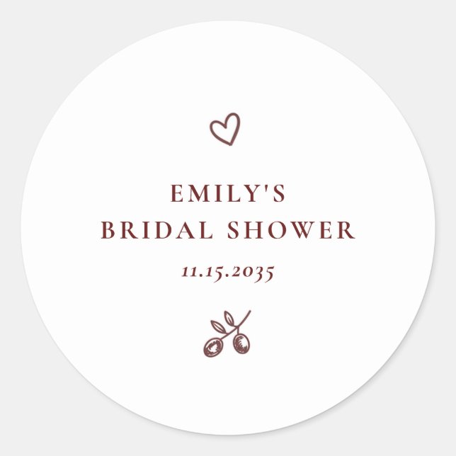 Sticker Rond Carton d'invitation de douche de mariée That's Amo (Devant)