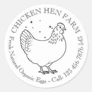 Sticker Rond Carton d'œufs de poule de ferme vintage