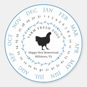 Sticker Rond Carton d'oeufs frais de ferme personnalisable Date