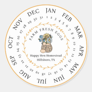 Sticker Rond Carton d'oeufs frais de ferme personnalisable Date