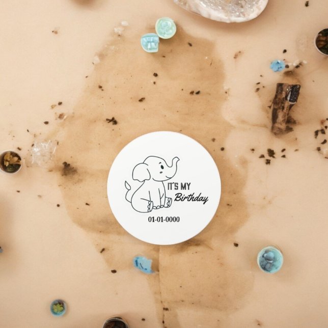Sticker Rond Carton éléphant (Baby Elephant party theme sticker,birthday party sticker,gift pack,envelope,return gift sticker)