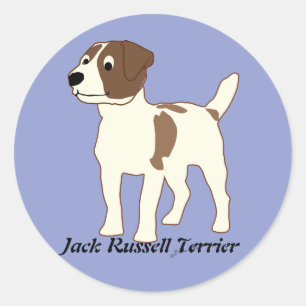 Sticker Rond Carton Jack Russell Terrier
