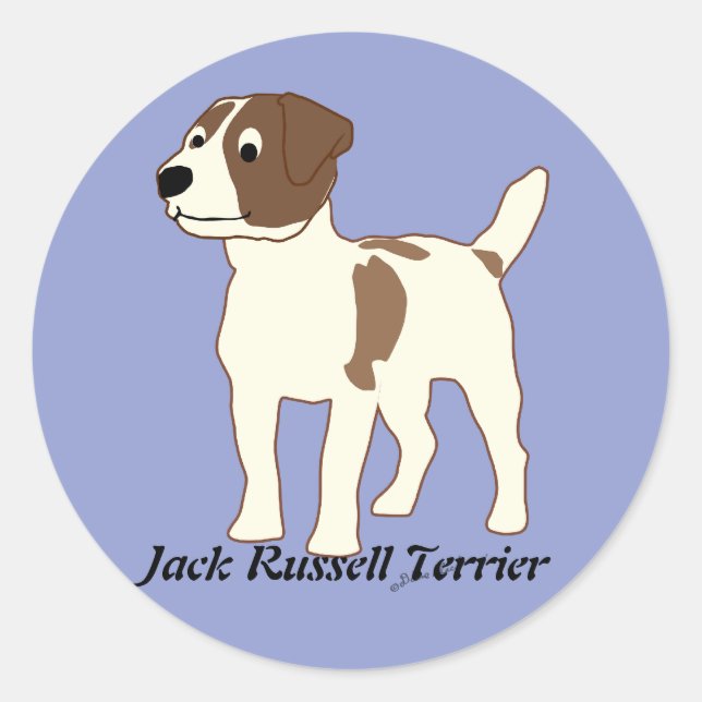 Sticker Rond Carton Jack Russell Terrier (Devant)