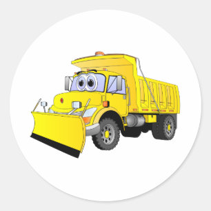 Sticker Rond Carton jaune à la neige
