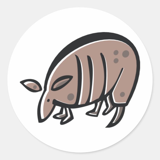 Sticker Rond Carton mignon Armadillo (Devant)