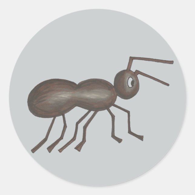 Sticker Rond Carton noir Picnic Ants Marching Insect Bug (Devant)