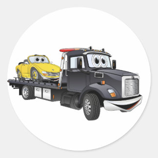 Sticker Rond Carton plat du camion à remorque noir