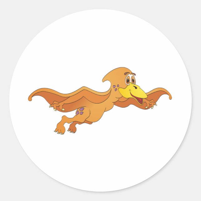 Sticker Rond Carton Pterodactyl Orange (Devant)