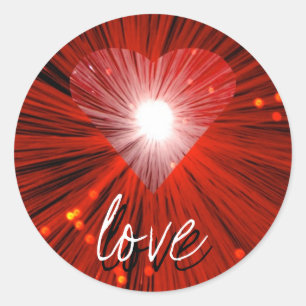 Sticker Rond Carton rouge 'amour' rond