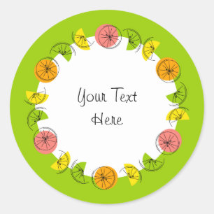 Sticker Rond Carton vert citrus cercle texte rond