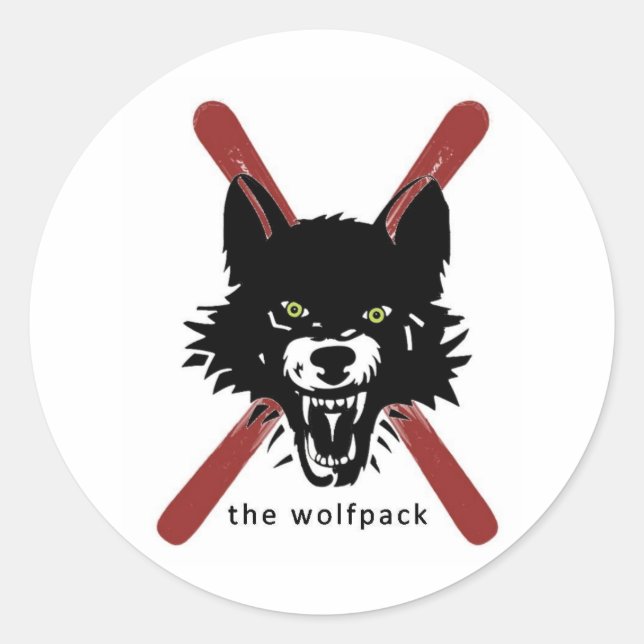 Sticker Rond Cartons de ski Wolfpack / casque (Devant)
