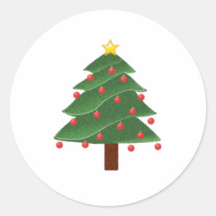 Sticker Rond Cartoon Arbre de Noël d'hiver avec ornements