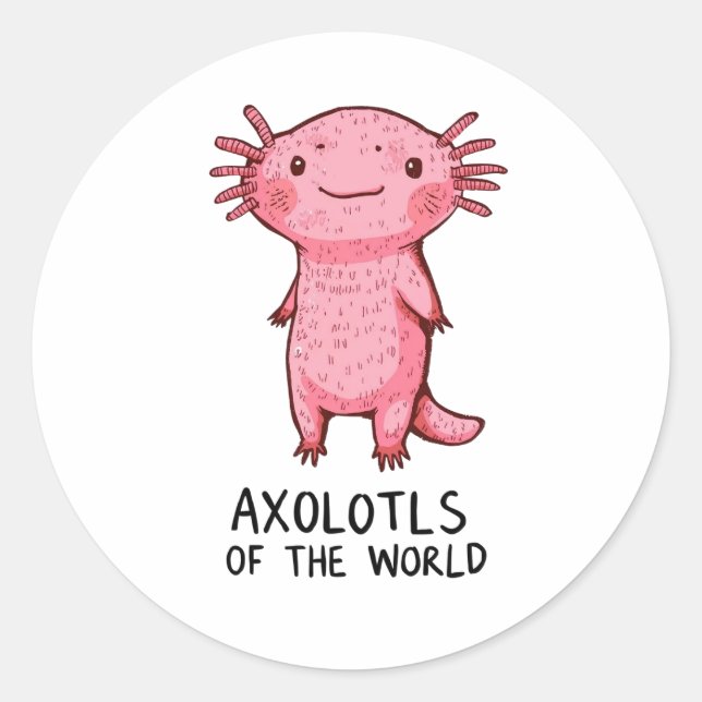 Sticker Rond Cartoon Axolotl à main mignon (Devant)