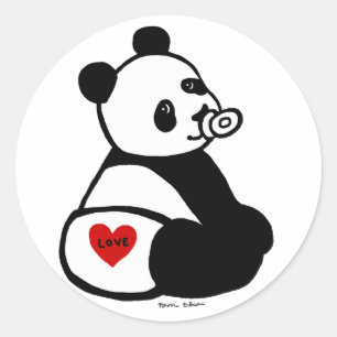 Sticker Rond Cartoon Baby Panda