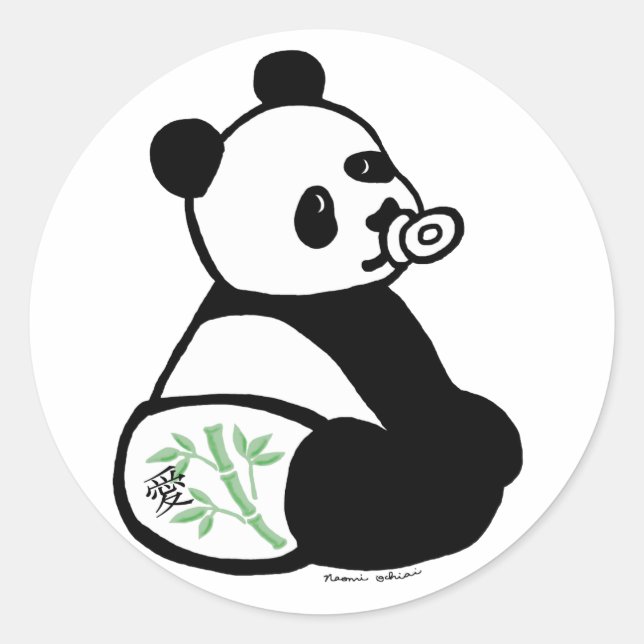 Sticker Rond Cartoon Baby Panda (Devant)