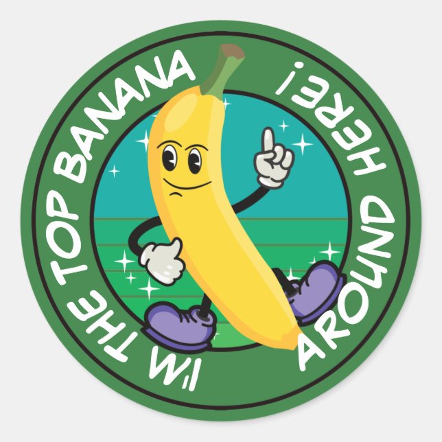 Sticker Rond Cartoon Banana Pun : Je suis la meilleure banane p (Devant)