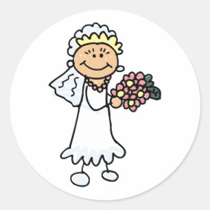 Sticker Rond Cartoon Bride