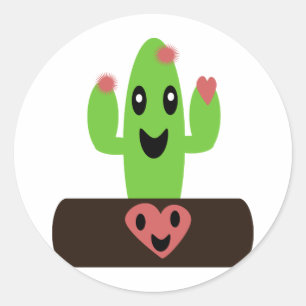 Sticker Rond Cartoon Cactus