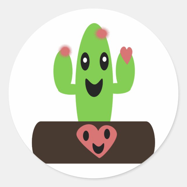 Sticker Rond Cartoon Cactus (Devant)