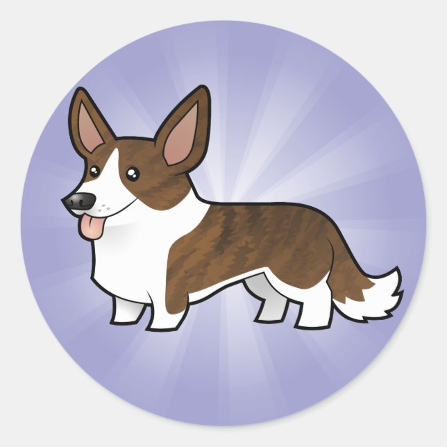 Sticker Rond Cartoon Cardigan Welsh Corgi (Devant)