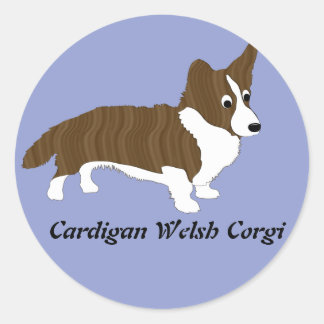 Sticker Rond Cartoon Cardigan Welsh Corgi (Brindle)
