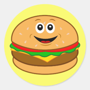 Sticker Rond Cartoon Cheeseburger