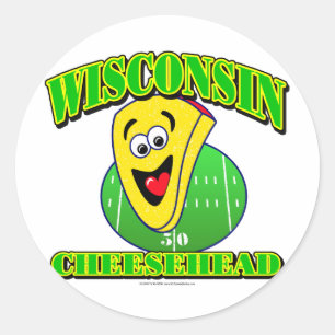 Sticker Rond Cartoon CheeseHead