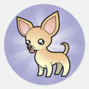 Sticker Rond Cartoon Chihuahua (manteau lisse)