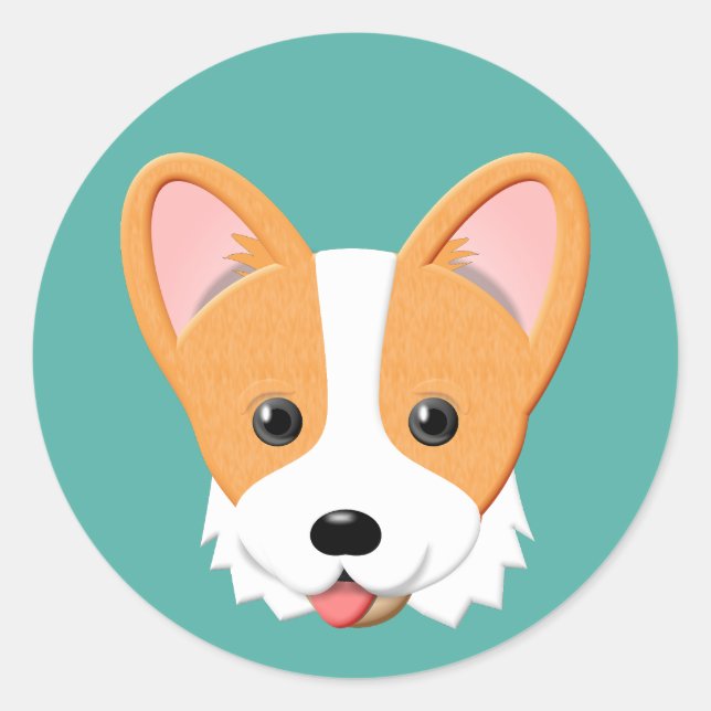 Sticker Rond Cartoon Corgi (Devant)