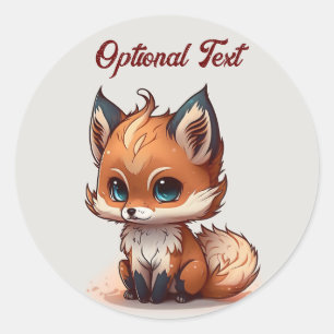 Sticker Rond Cartoon Fox personnalisé